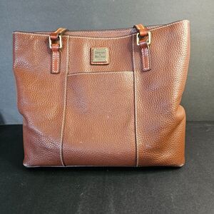 Dooney & Bourke Lexington Leather Handbag Pebbled Saddle Brown 12" Shopper Purse